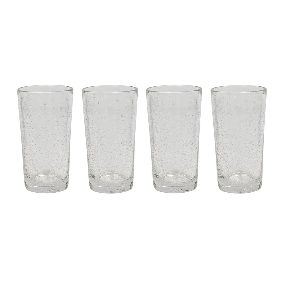 Kuki highball-glas, høje og mundblæste med bobleaftryk, 4 st