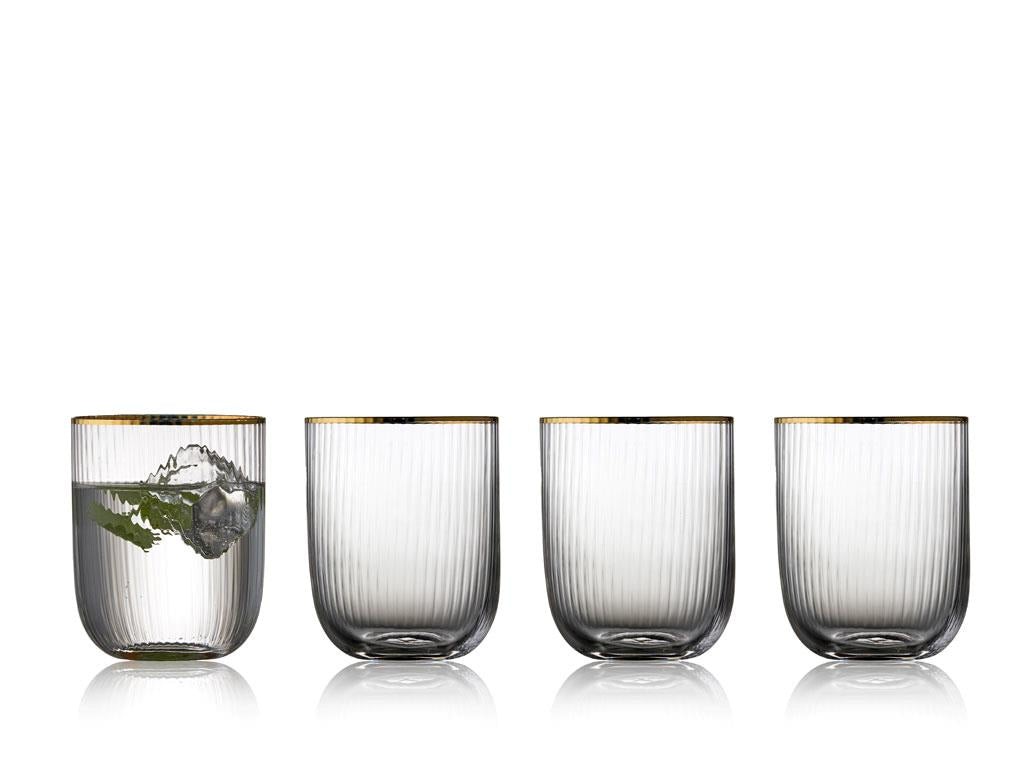 Palermo tumbler drikkeglas med guldkant, 4 stk